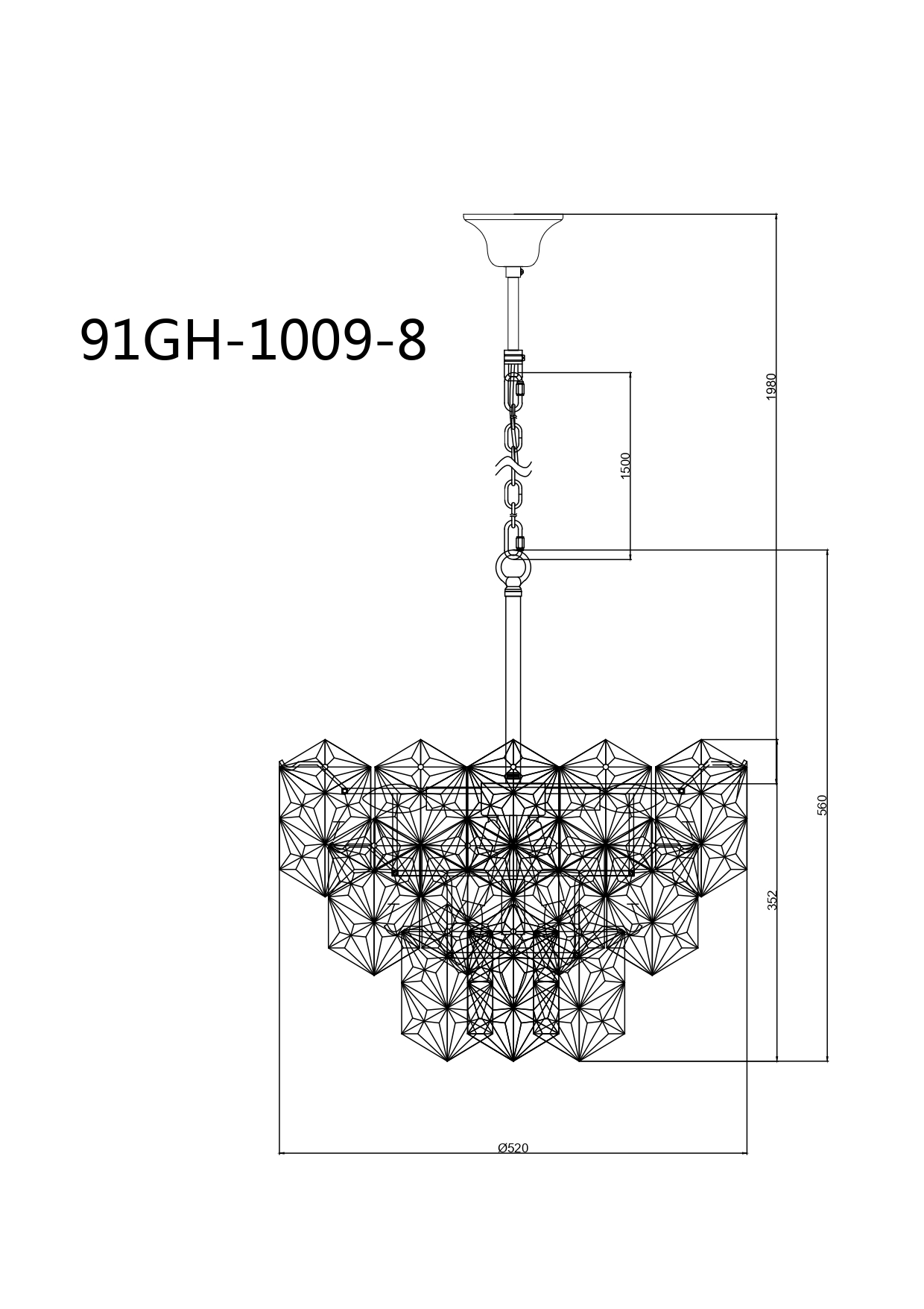 Люстра потолочная Тендер (Tender), латунь d.51см h.61см