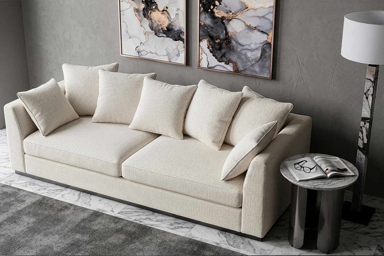 Диван Роберто(Roberto) трехместный, рогожка кремовый BOTEGA-SVBEG 250*100*90см