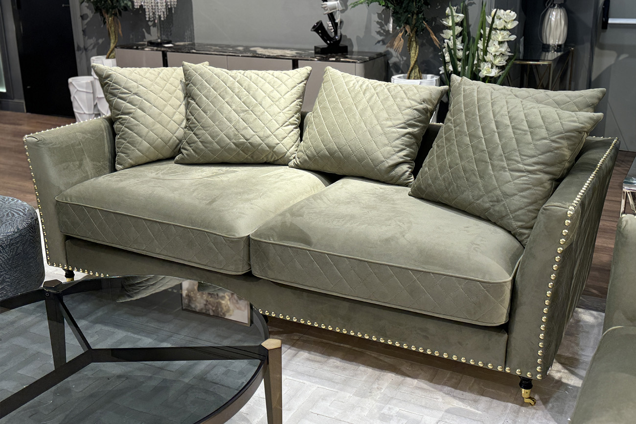Диван Сорренто(Sorrento) 220 трехмест., велюр оливковый Colt1002-OLIV 220*101*88см