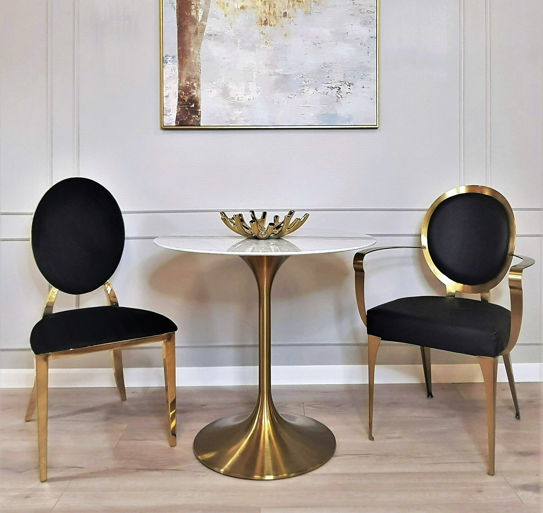 Стол обеденный белый Tulip Marble Brass