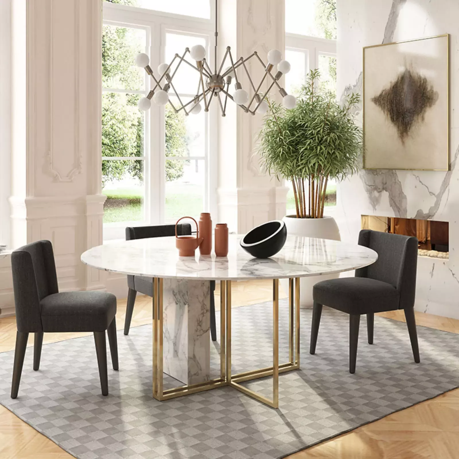 Стол Marble Cross Round