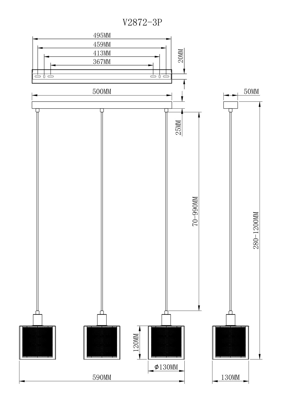 Подвесной светильник V2872-3P Brizzi