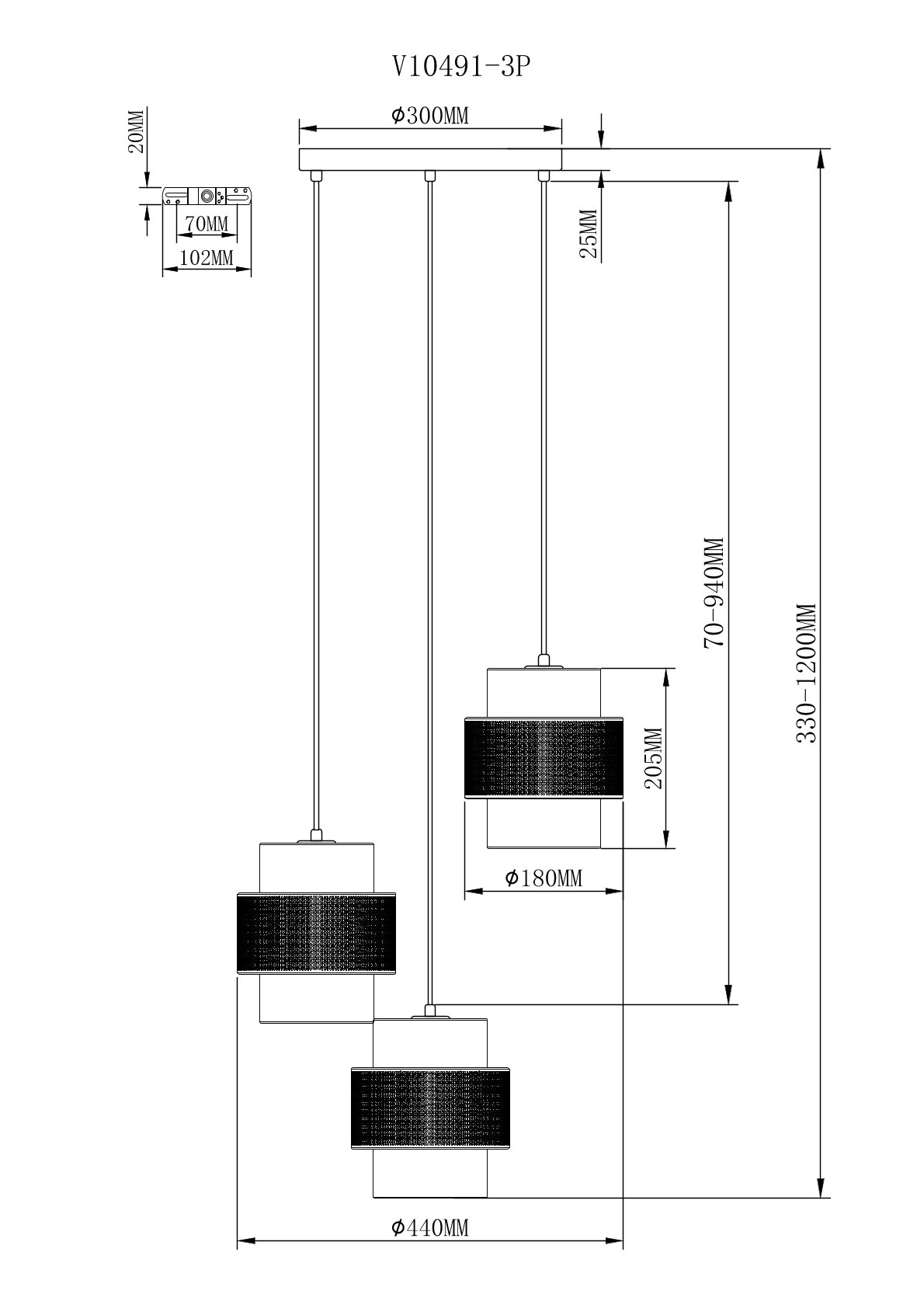 Люстра подвесная V10491-3P Gela