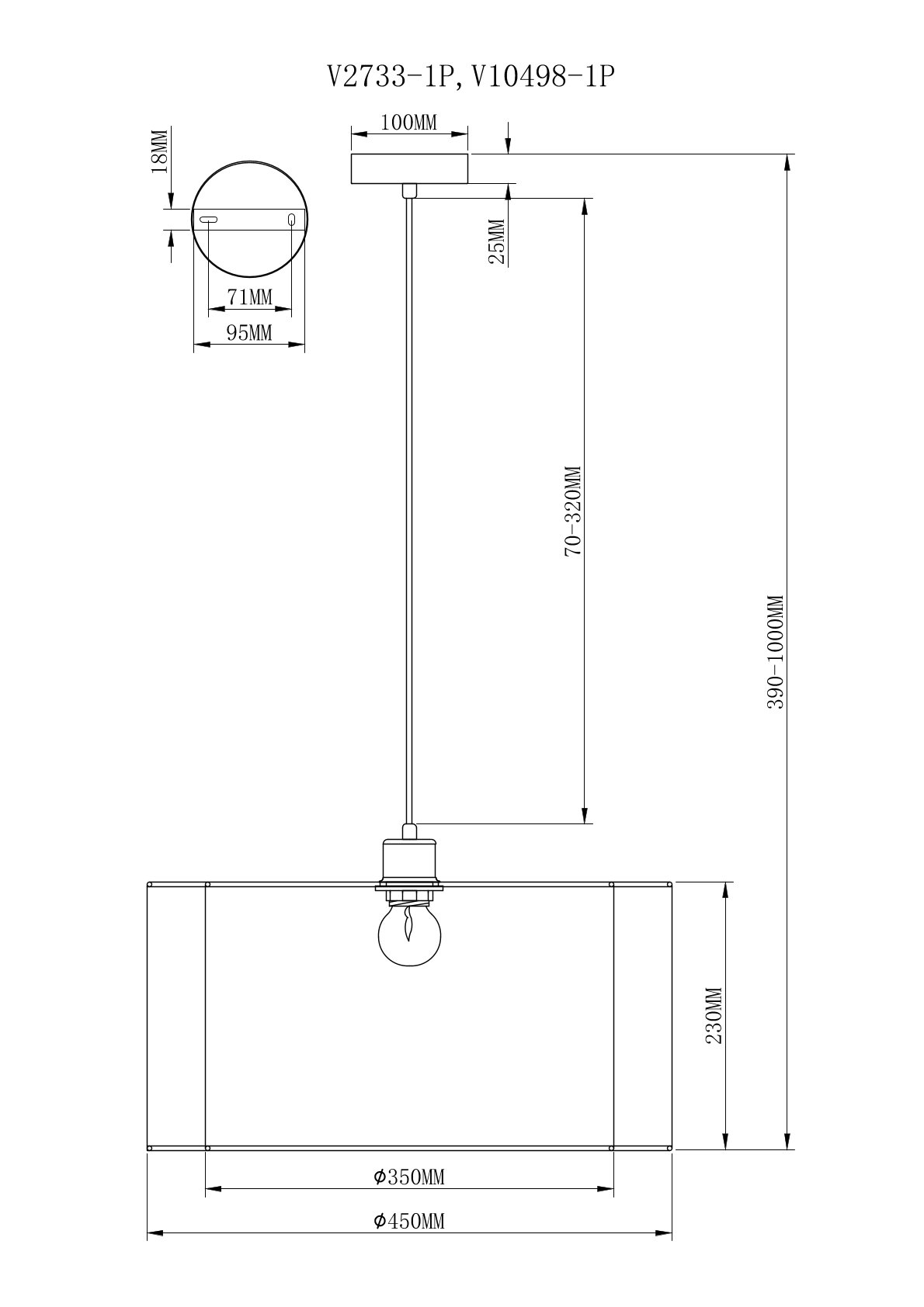 Светильник подвесной V10498-1P Room