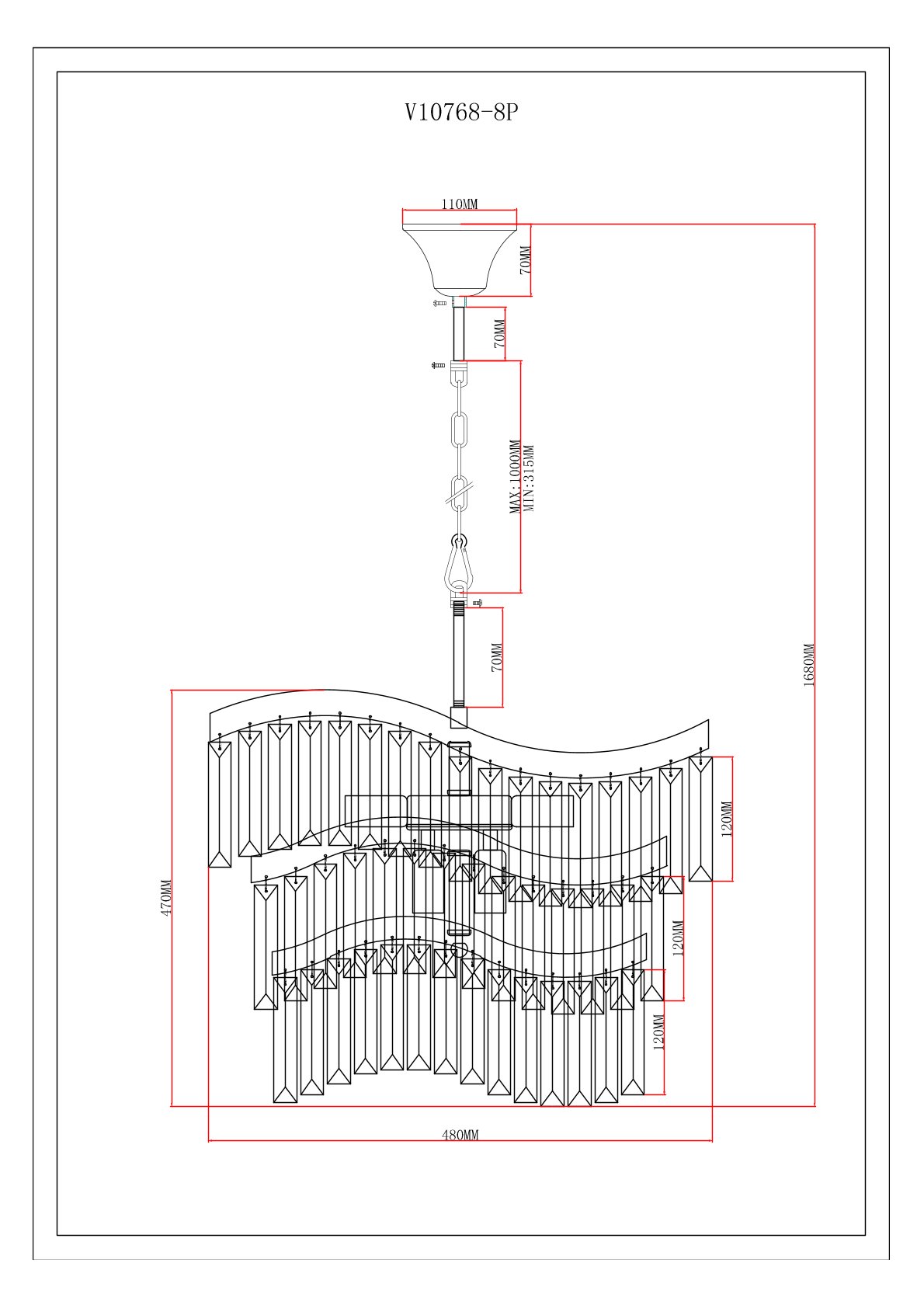 Люстра подвесная V10768-8P Wave
