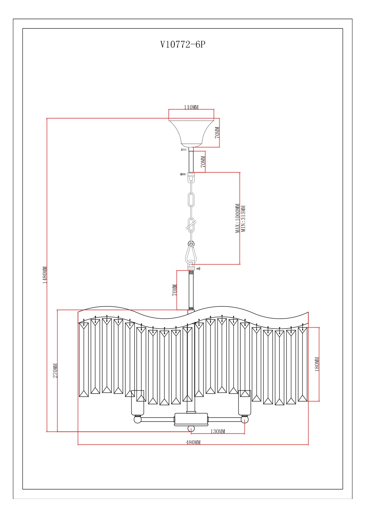 Люстра подвесная V10772-6P Wave