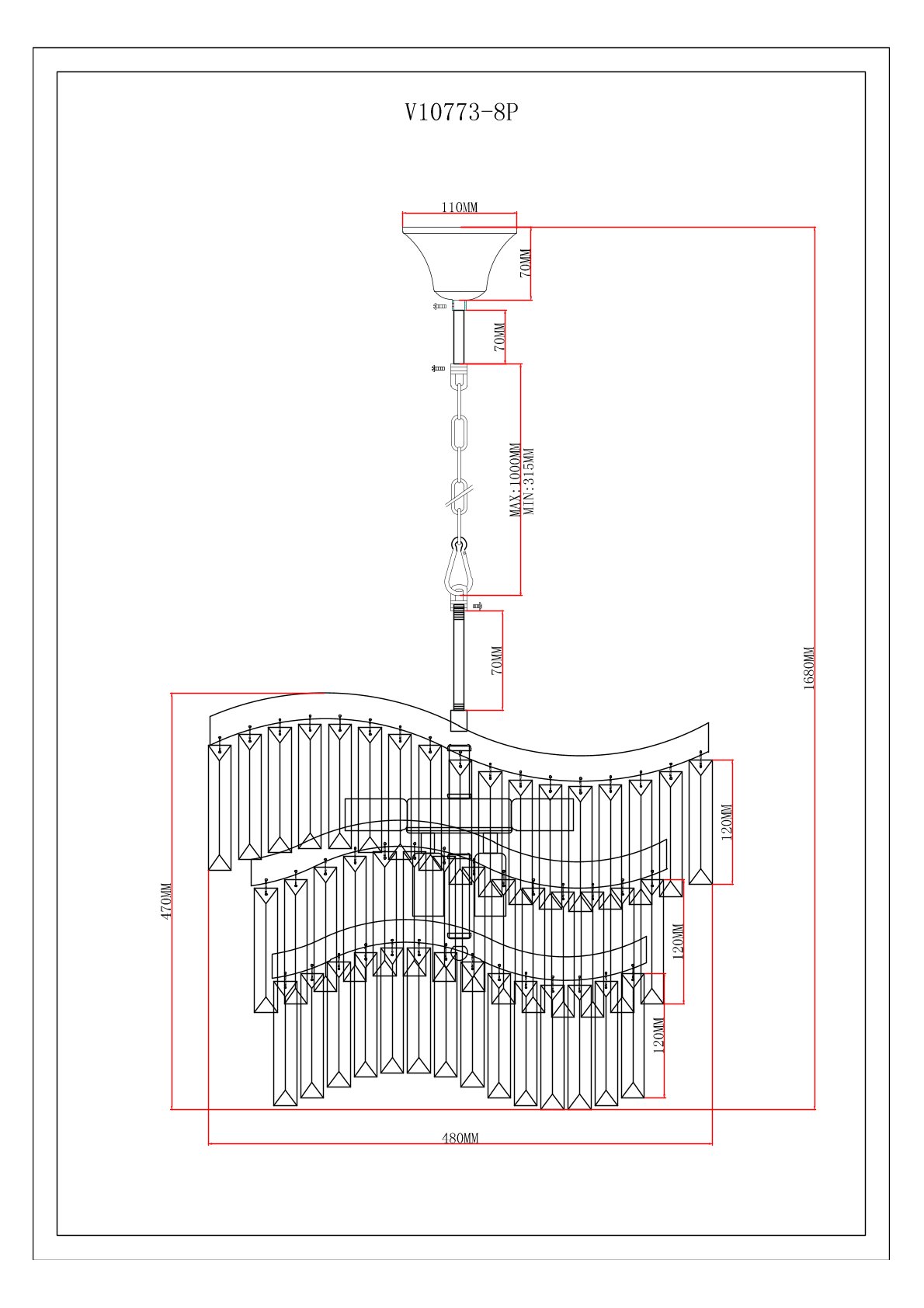 Люстра подвесная V10773-8P Wave