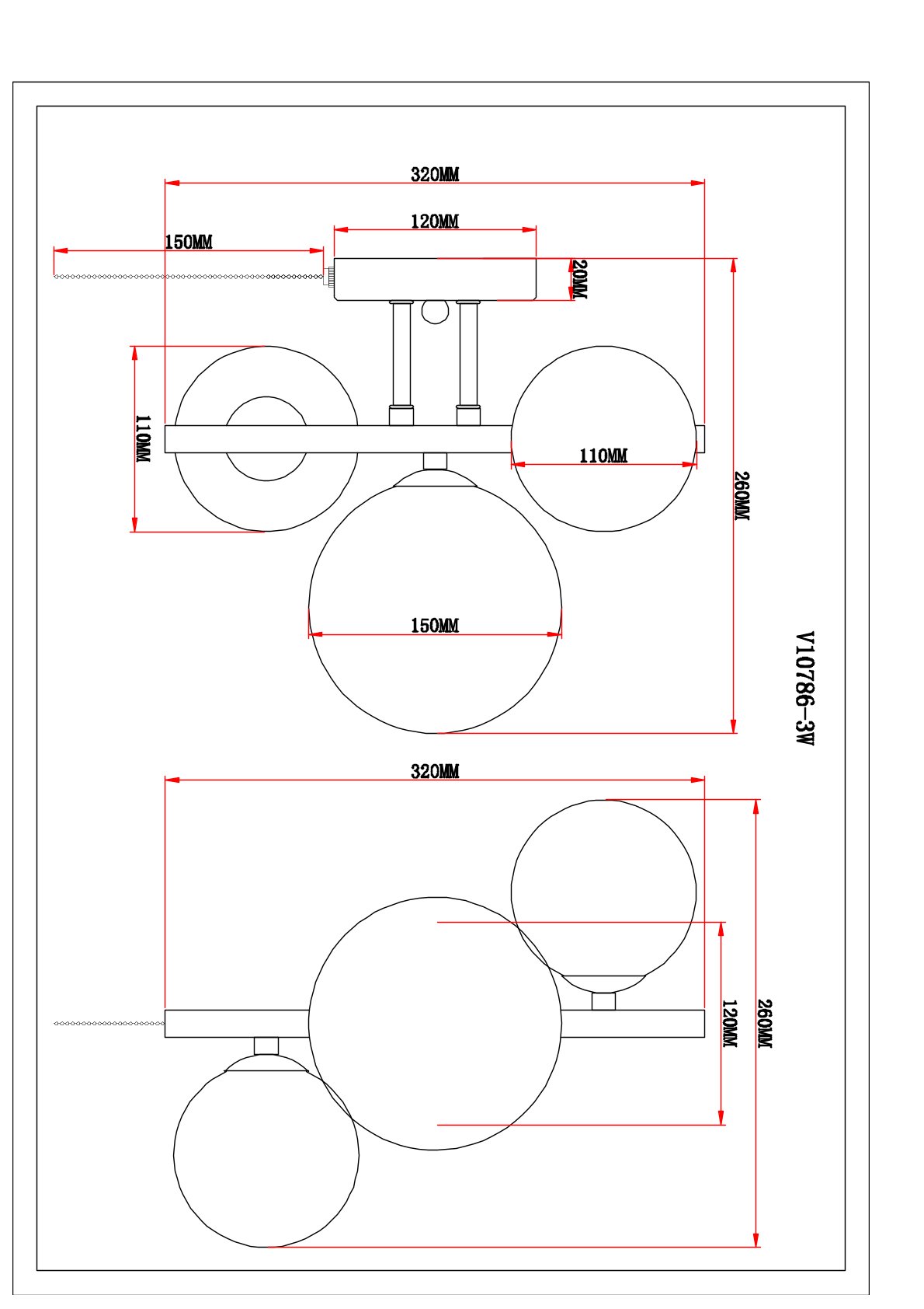 Бра V10786-3W Renny