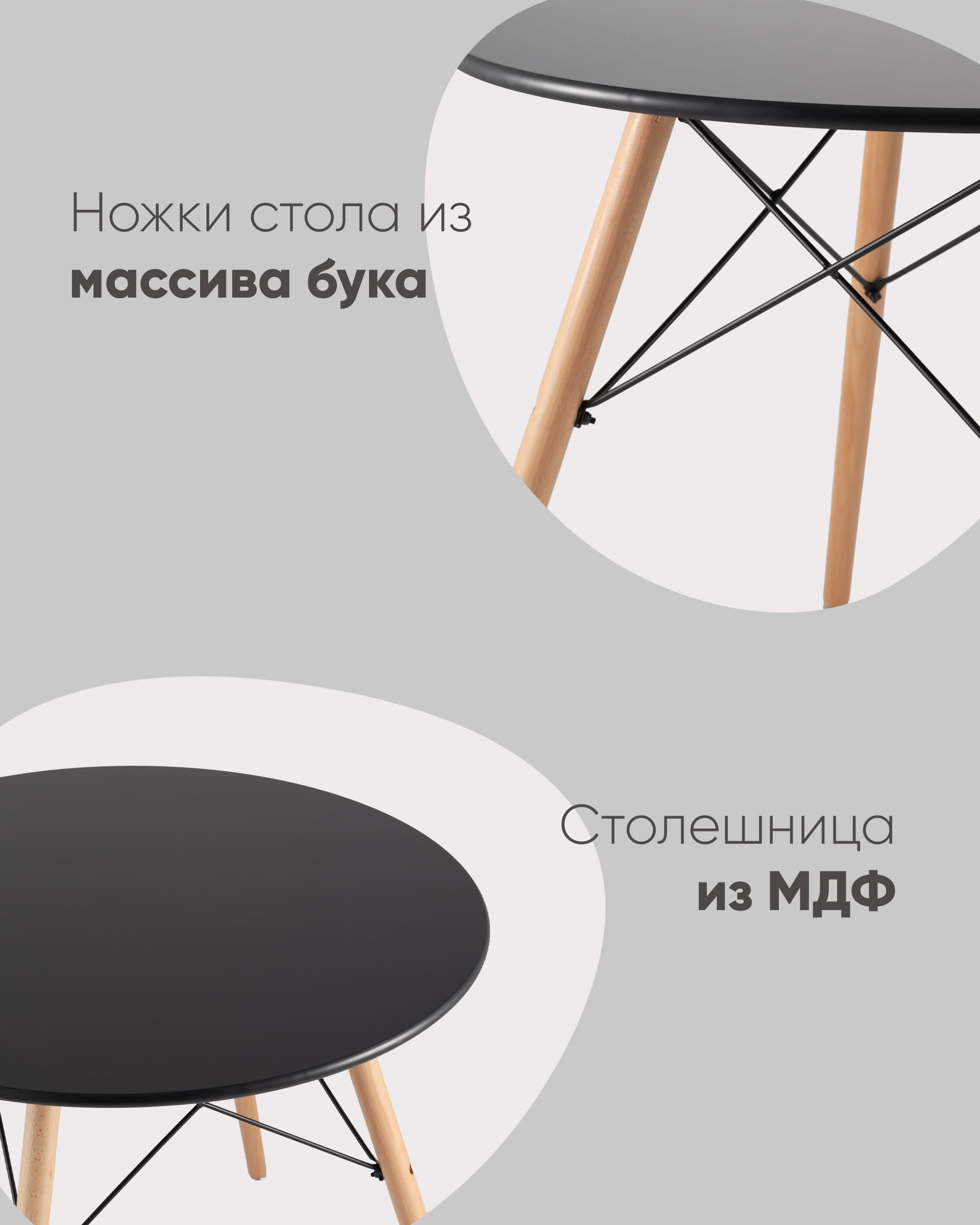 Стол круглый EAMES DSW NEW D=80 черный