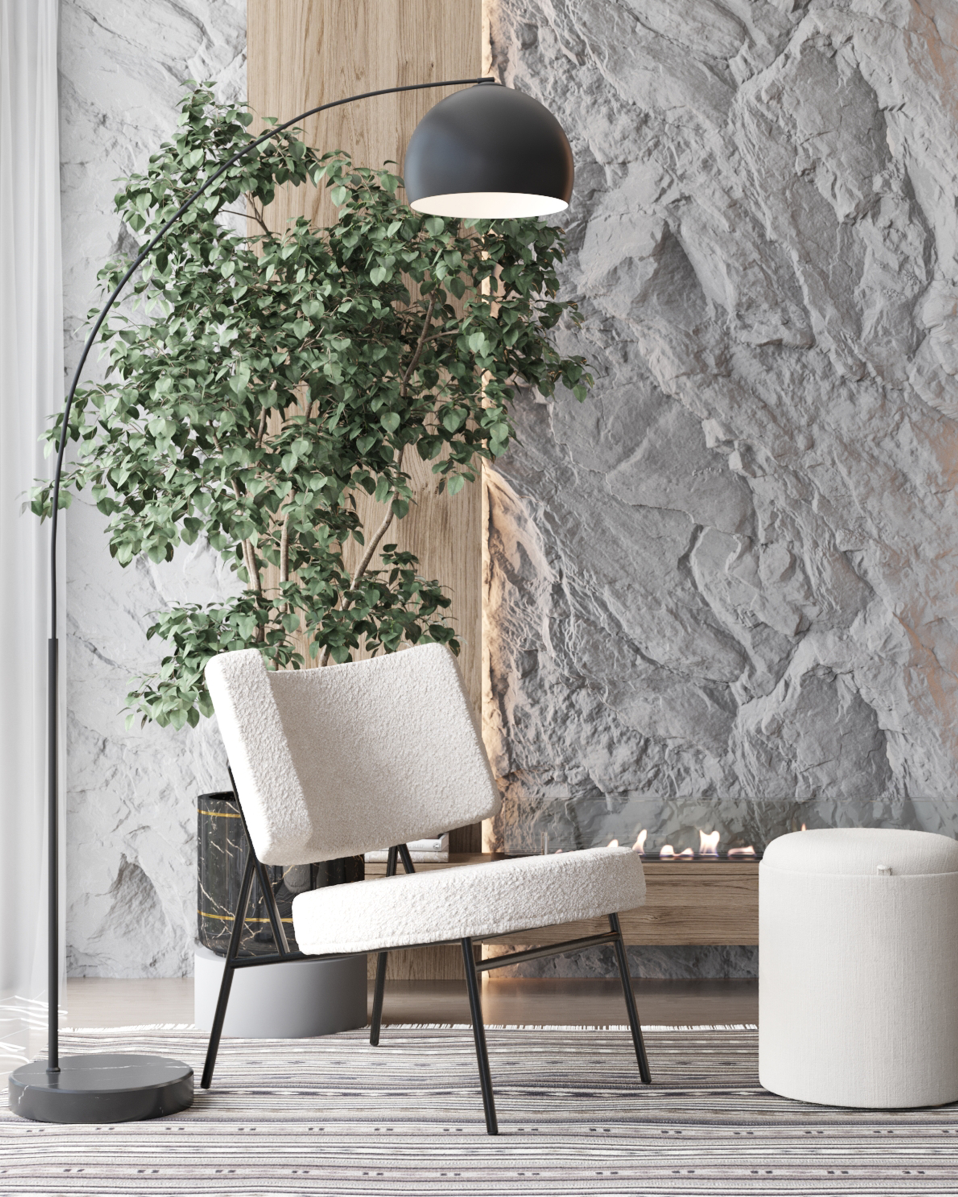 Кресло District Lounge букле белый