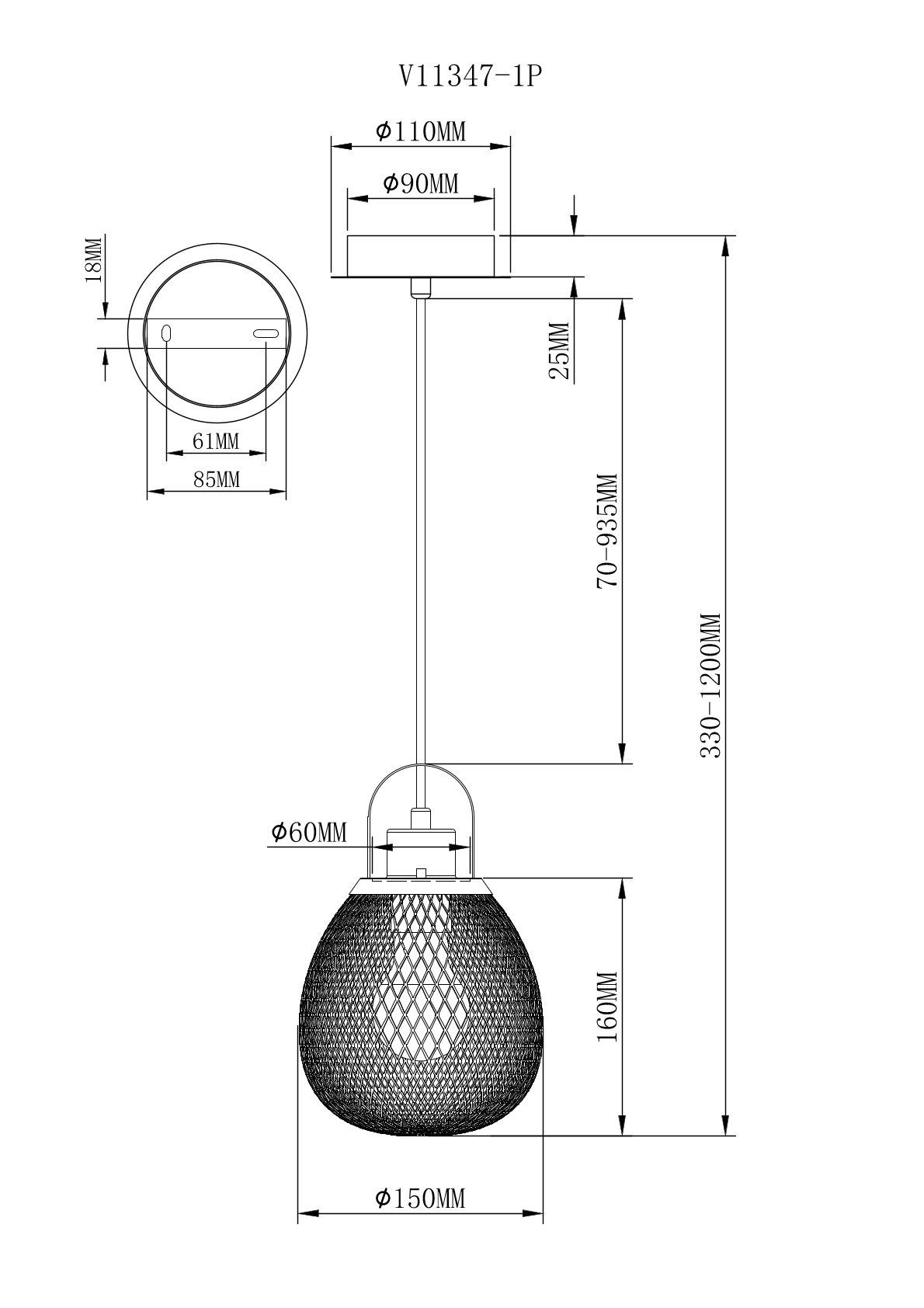Светильник подвесной V11347-1P Campo