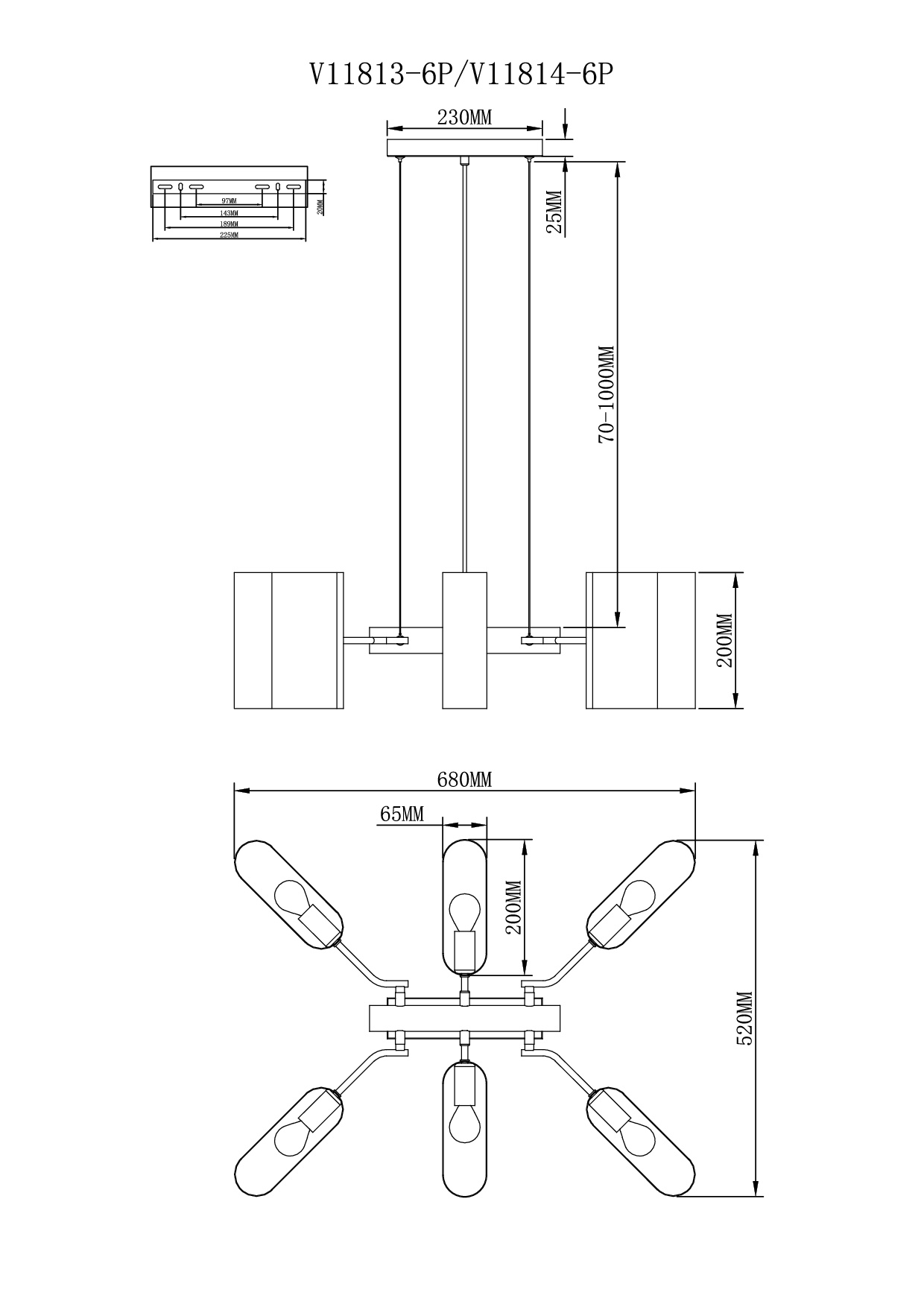 Люстра подвесная V11814-6P Metalicana