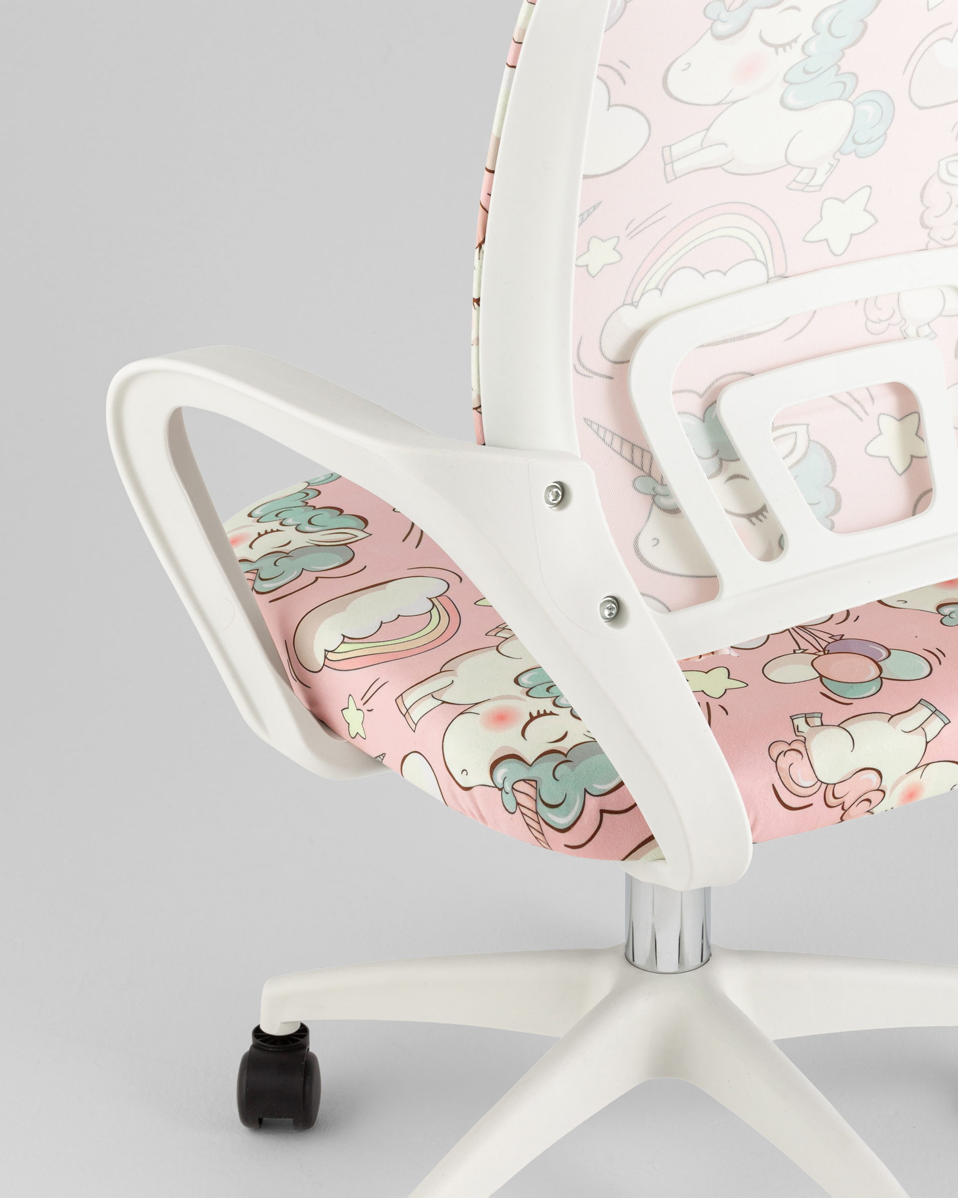 Кресло офисное Simple SN Junior принт Unicorns пластик белый