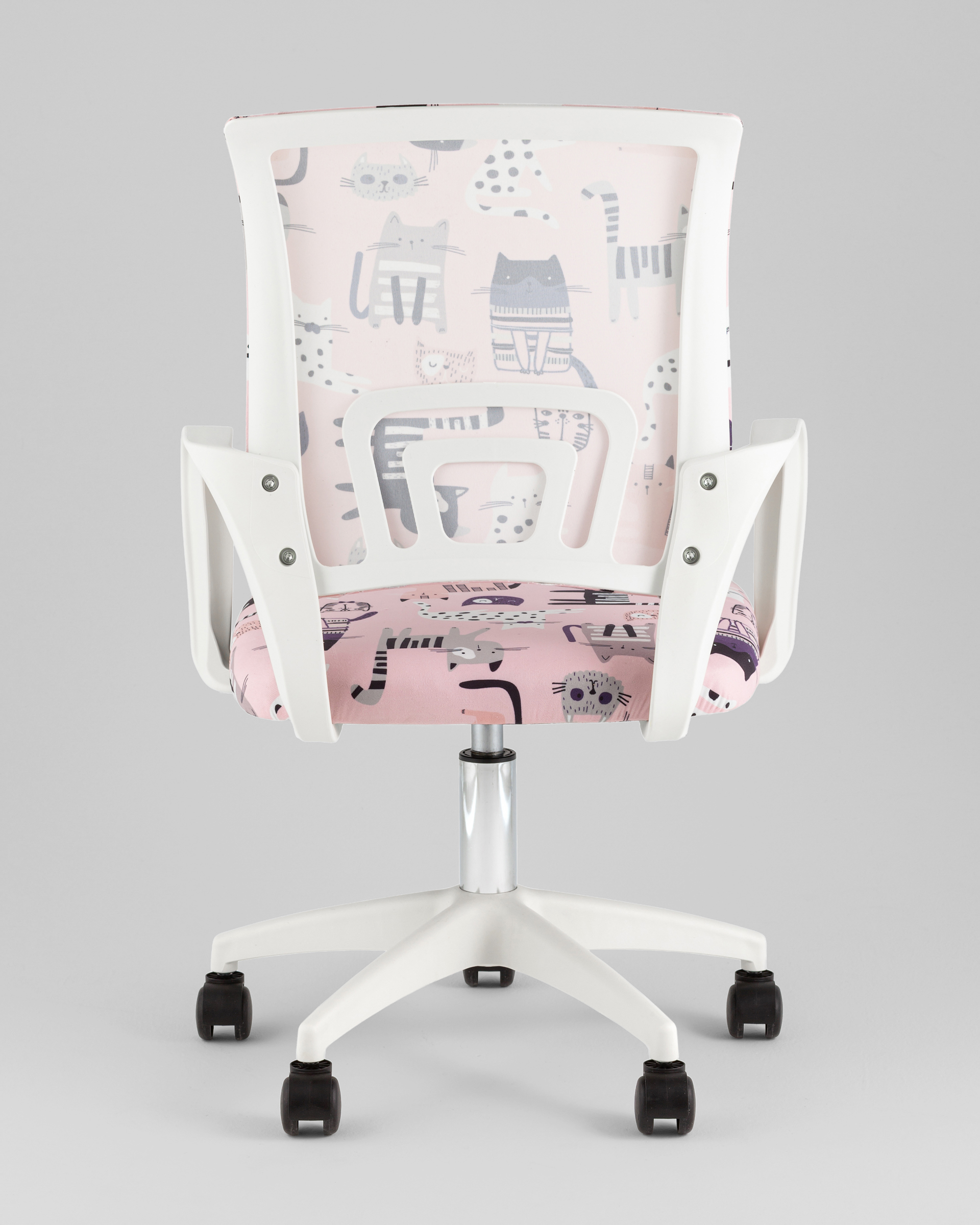 Кресло офисное Simple SN Junior принт Pink Cats пластик белый