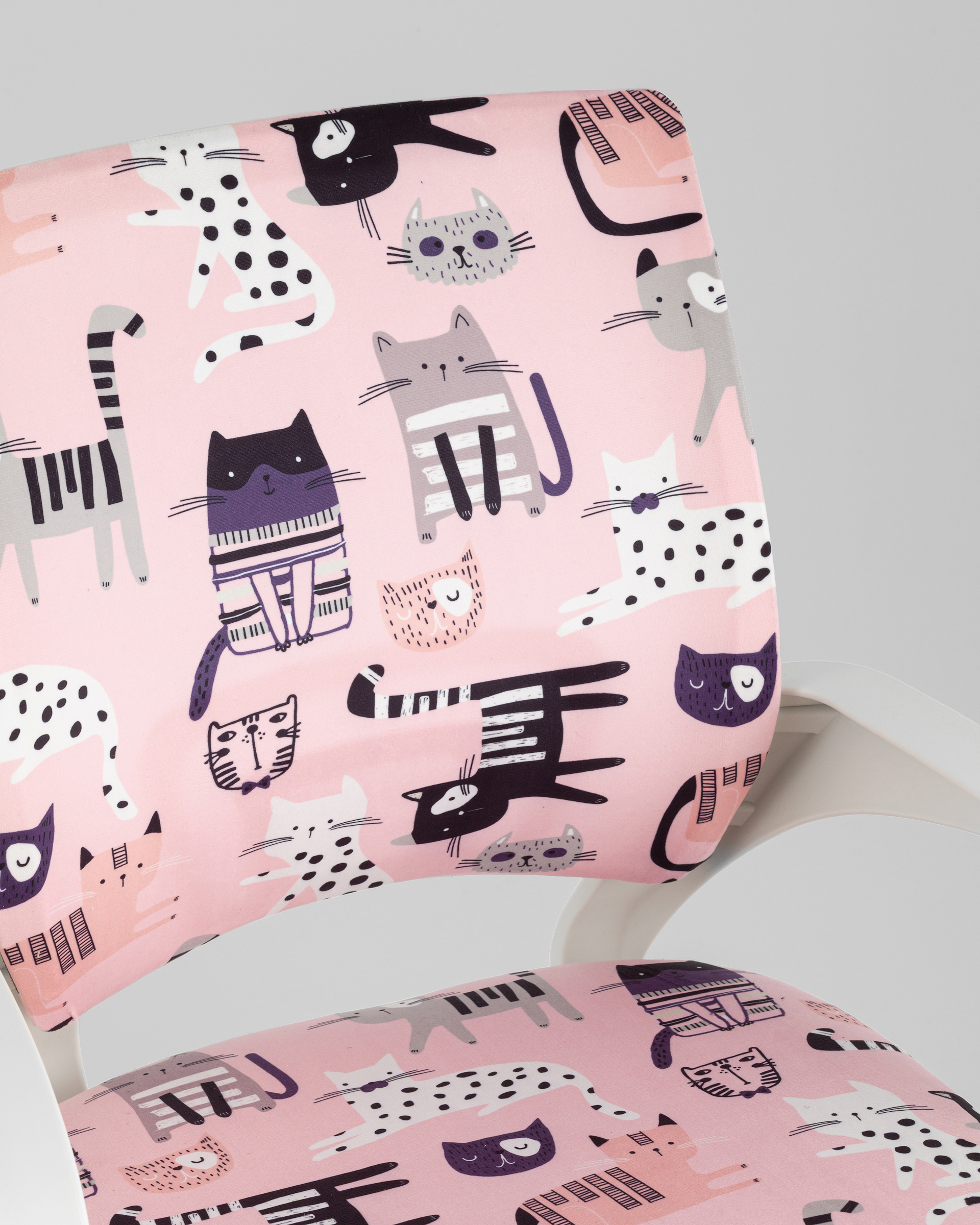 Кресло офисное Simple SN Junior принт Pink Cats пластик белый