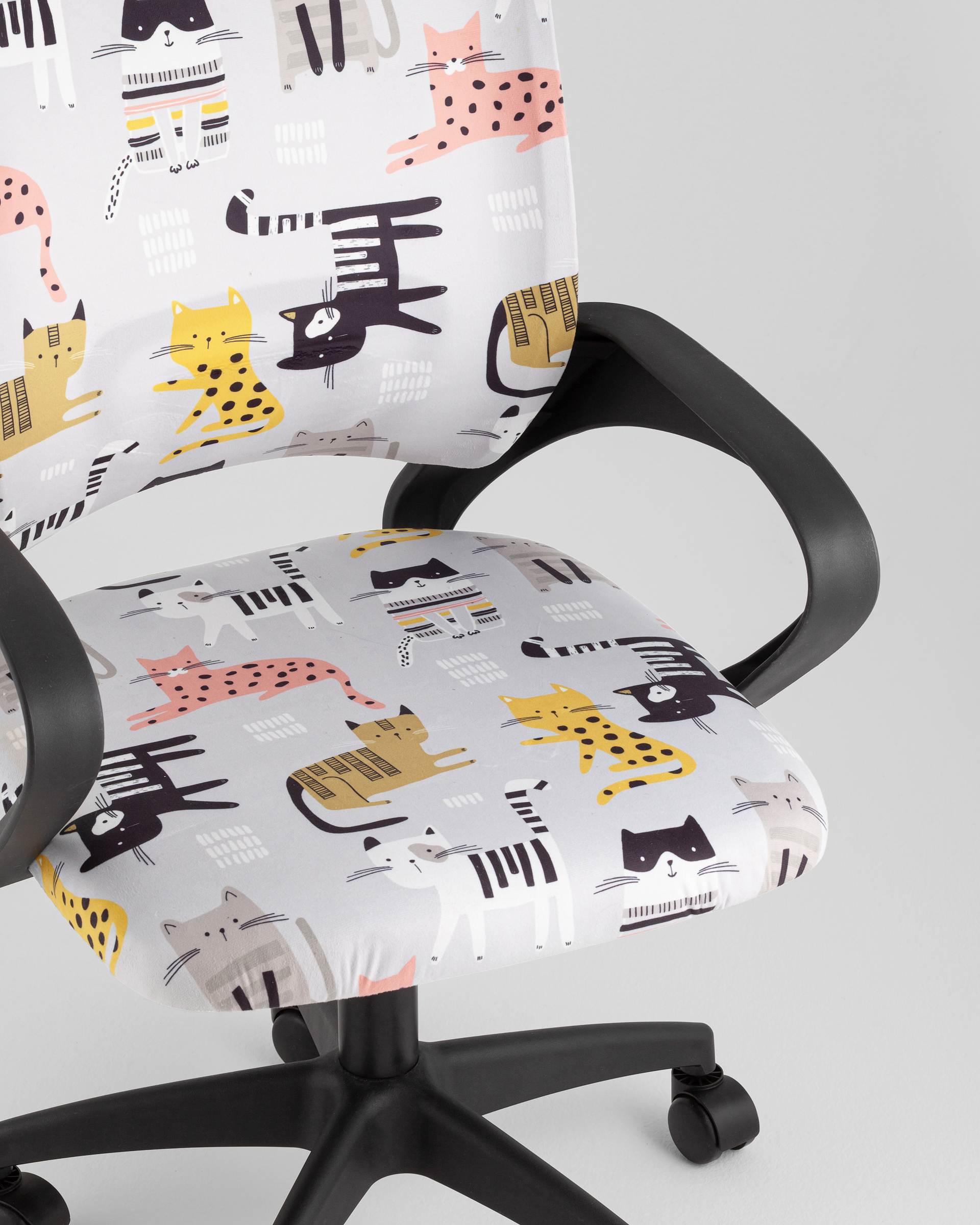 Кресло офисное Simple SN Junior принт Blue Cats пластик черный