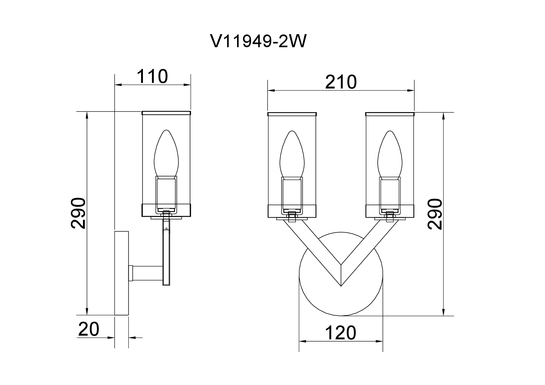 Светильник настенный V11949-2W Brass