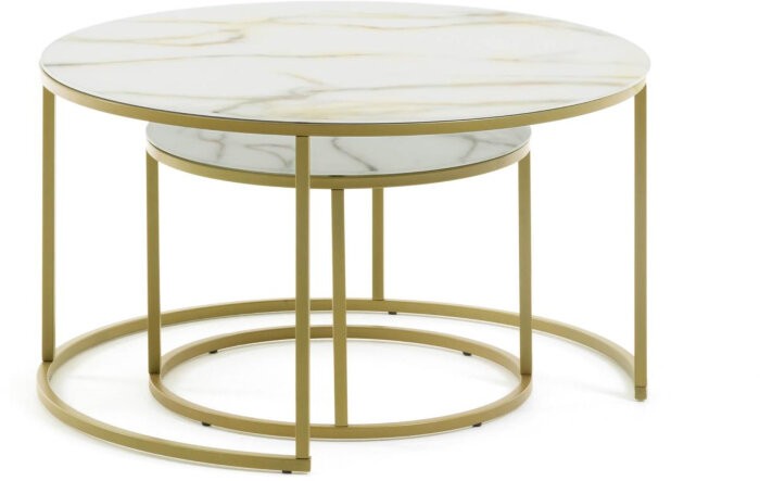 Набор из 2 приставных столиков Leonor Ø 80 см / Ø 50 см