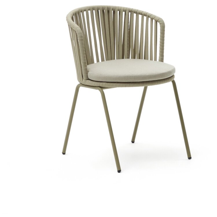 Saconca Садовый стул из шнура и стали с бежевой окраской