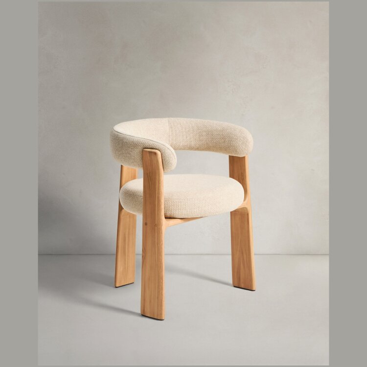 Уличный стул Granite бежевый с ножками из тикового дерева