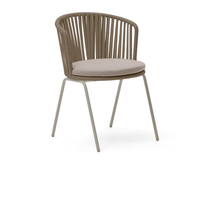 Уличный стул Saconca из бежевой веревки и стали