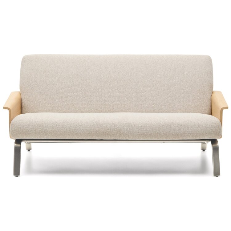 2-местный диван Amsen бежевый с подлокотниками из шпона дуба