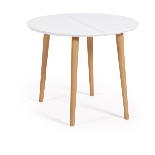 Oqui Раздвижной стол с белой столешницей и ножками из массива бука 90 (170) x 90 см