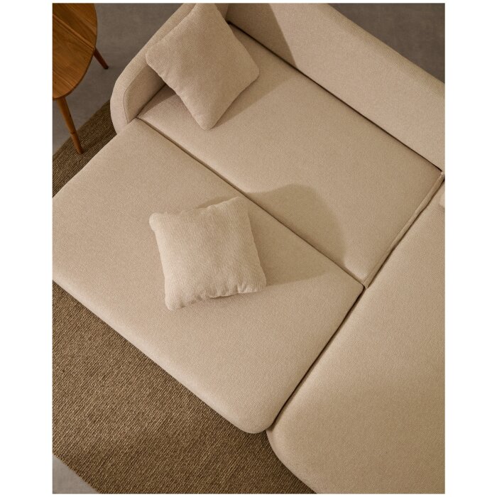 Laira 3-местный диван-кровать из шенилла с шезлонгом справа цвет экрю 246 см