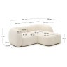Модульный 2-местный диван Martina цвета экрю с правым шезлонгом 230 см