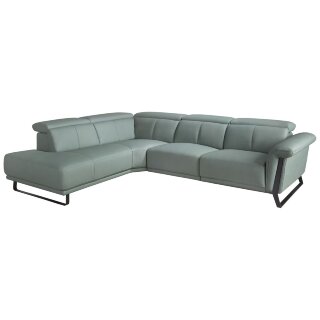 Угловой диван- реклайнер с левым шезлонгом 6251 из бирюзовой кожи