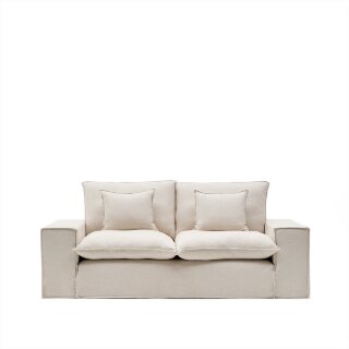 Anarela бежевый льняной диван 2-местный со съемным чехлом и подушками 240 см