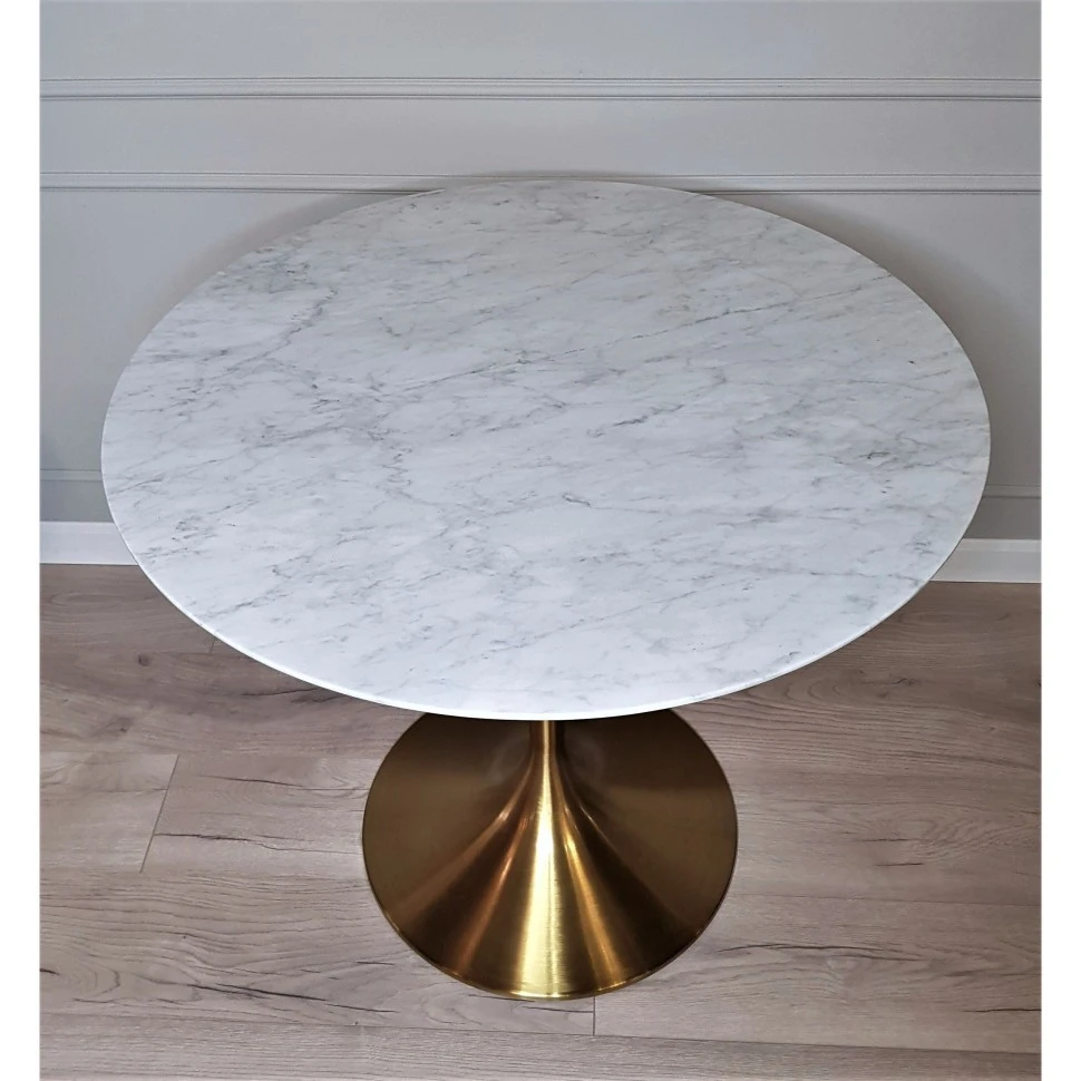 Стол обеденный белый Tulip Marble Brass