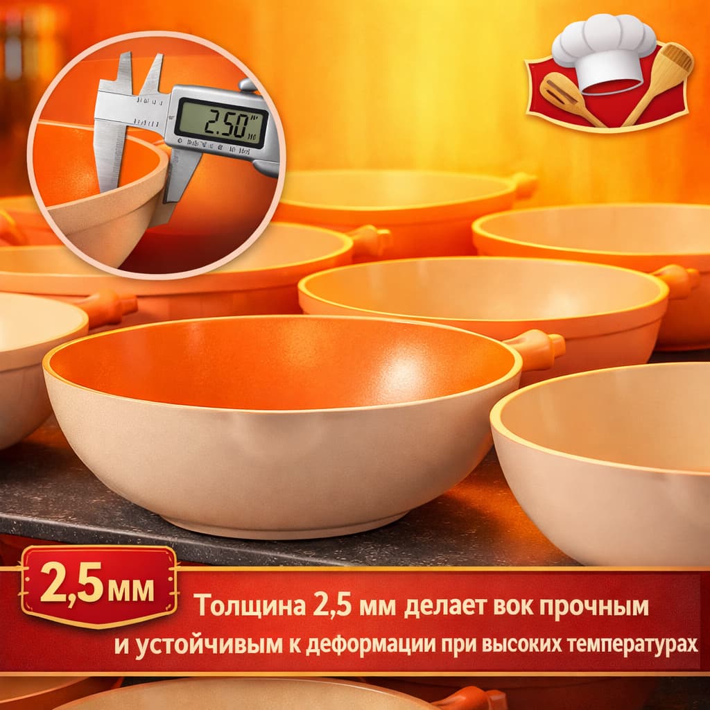 ВОК Chuangli Donnor 32 см — антипригарная сковорода с керамическим дном