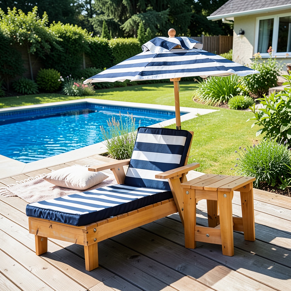 Детский комплект садовой мебели Blessen темно-синяя полоска