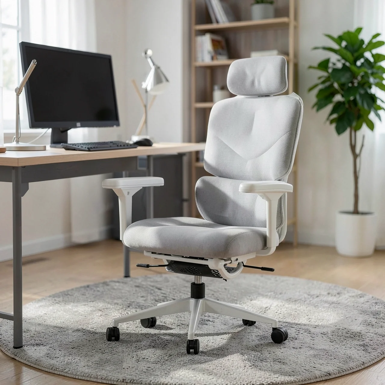 Компьютерное кресло Landscape Art Furniture B110 белое, фасонное сиденье с подставкой