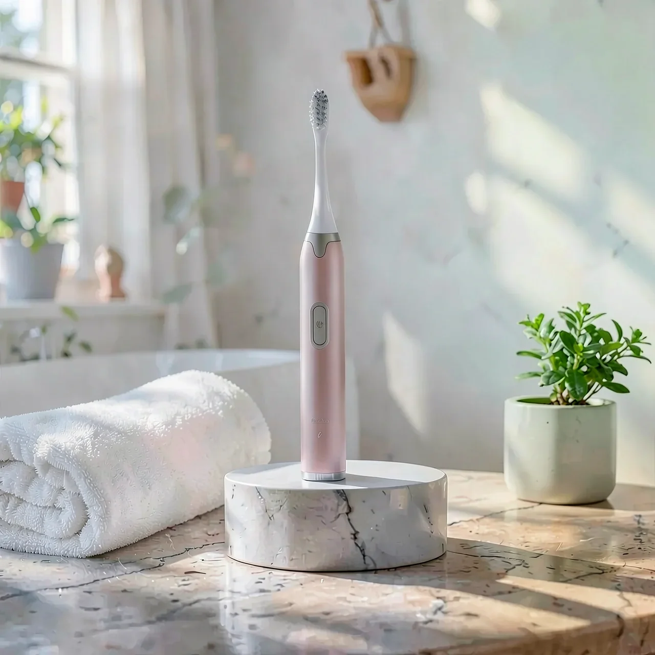 Электрическая зубная щетка KissClean розовая стандарт на зарядке