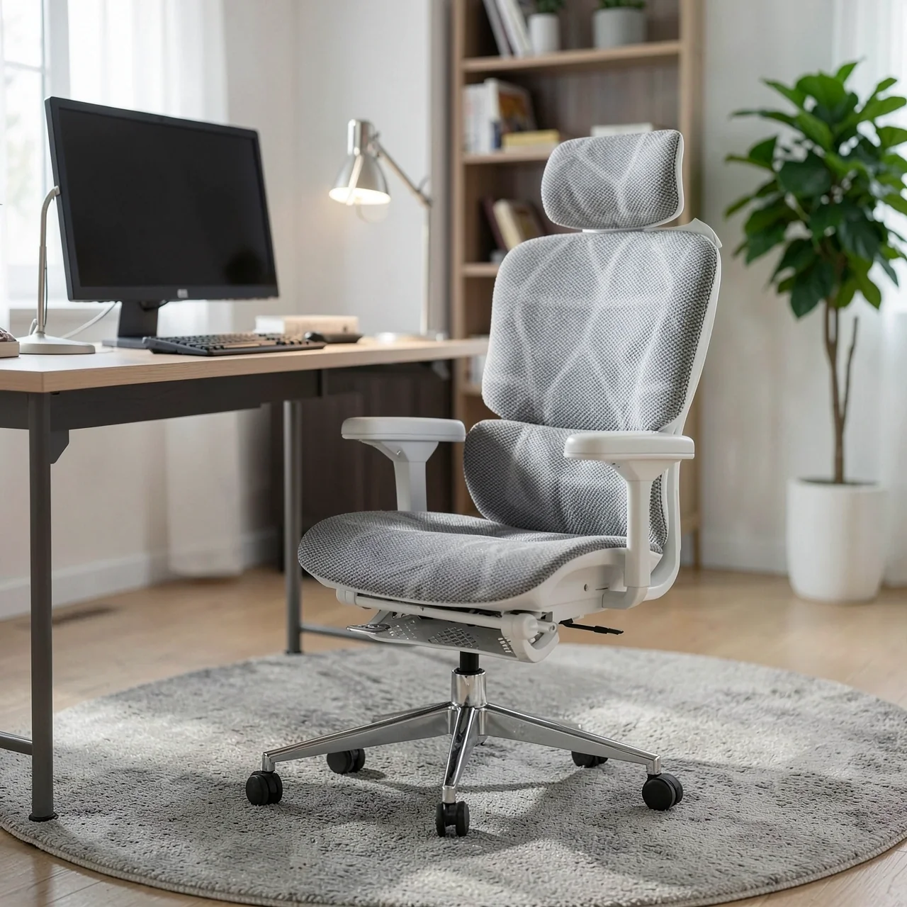 Компьютерное кресло Landscape Art Furniture B110 белое, полое сиденье с подставкой