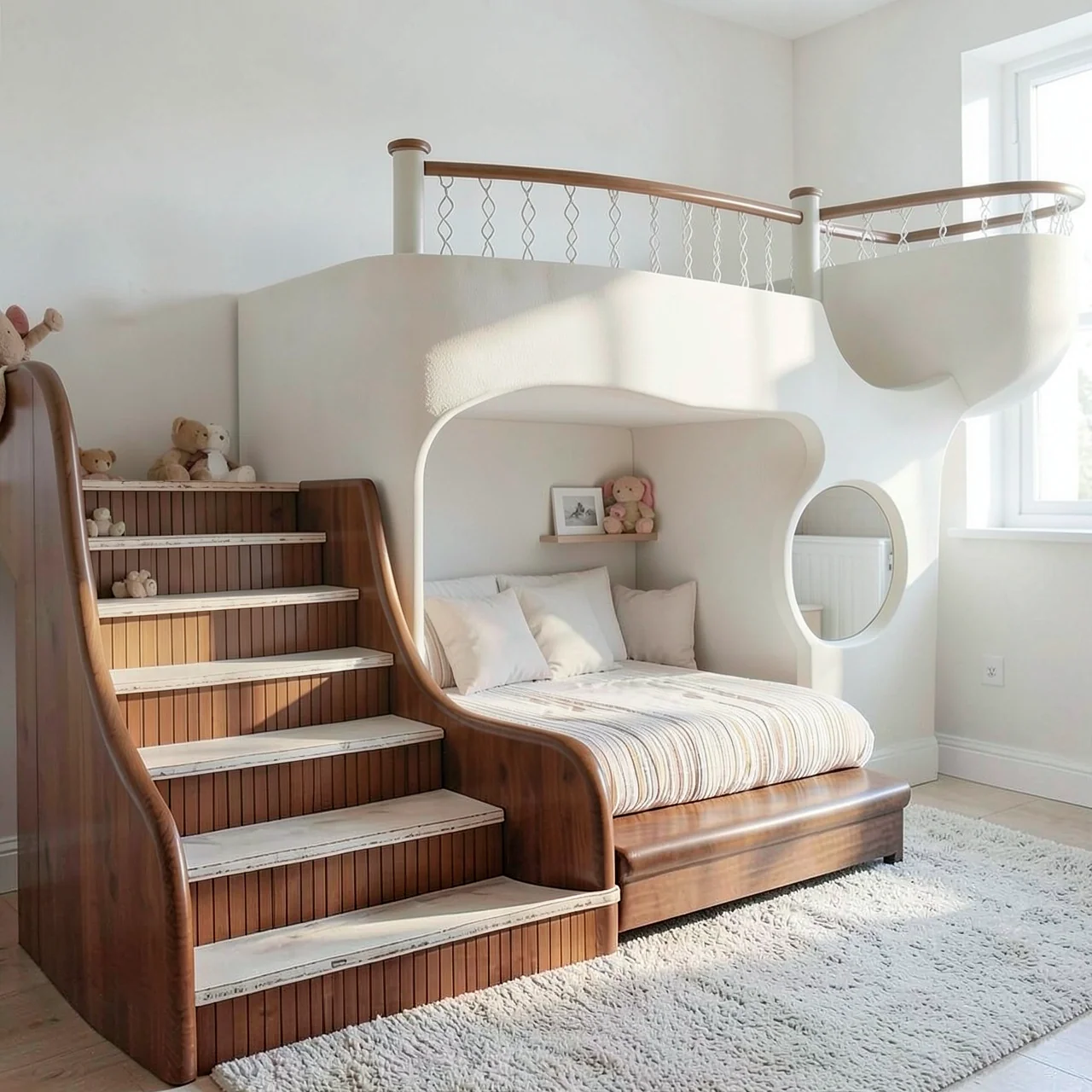 Двухъярусная кровать-чердак Puhe 1350x2000 детская