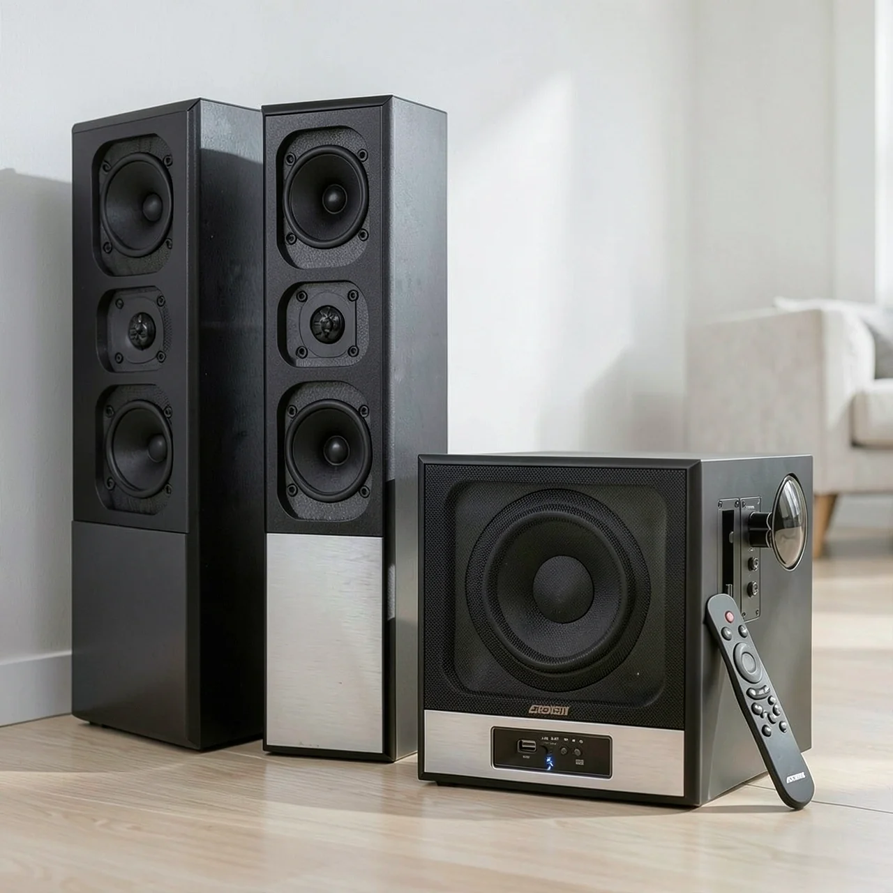 Акустическая система Sansui с двумя беспроводными микрофонами