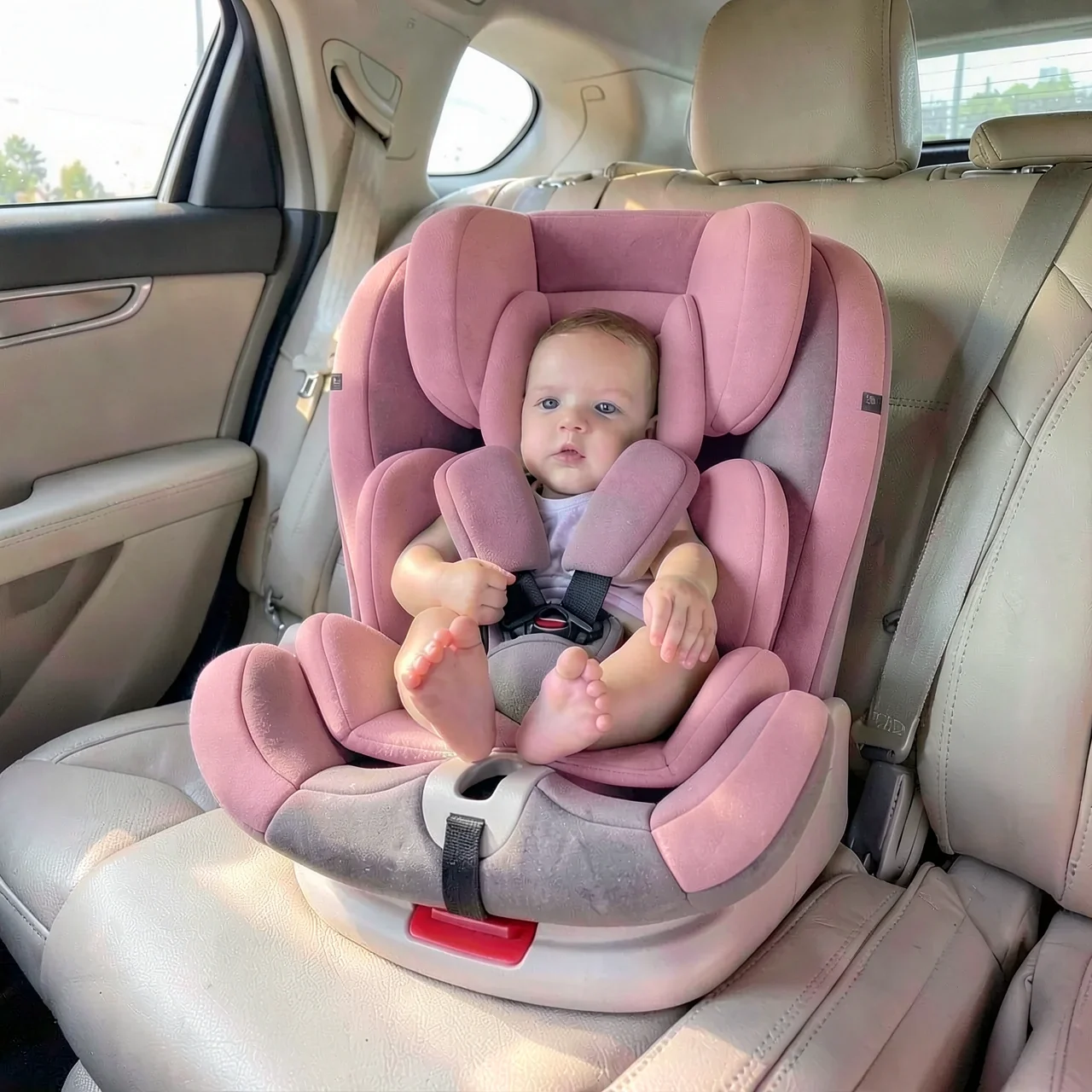 Автокресло детское сакура-розовый isofix с козырьком