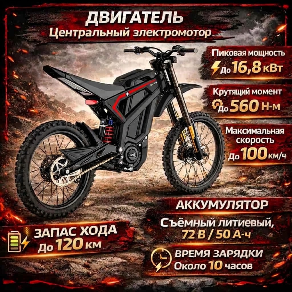Электрический внедорожный мотоцикл EKXBike M1 серебристый