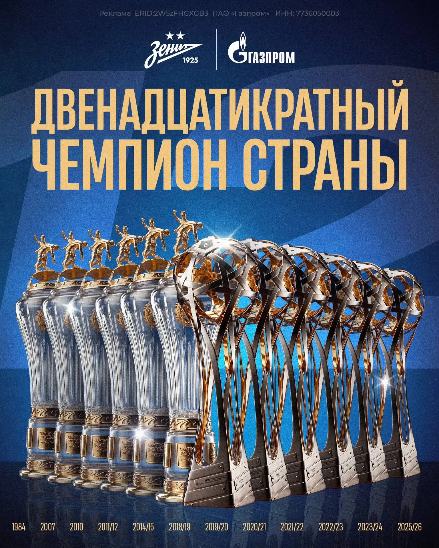 Зенит - чемпион! В год столетия в 12-й раз! Поздравляю!  #Зенит #Петербург