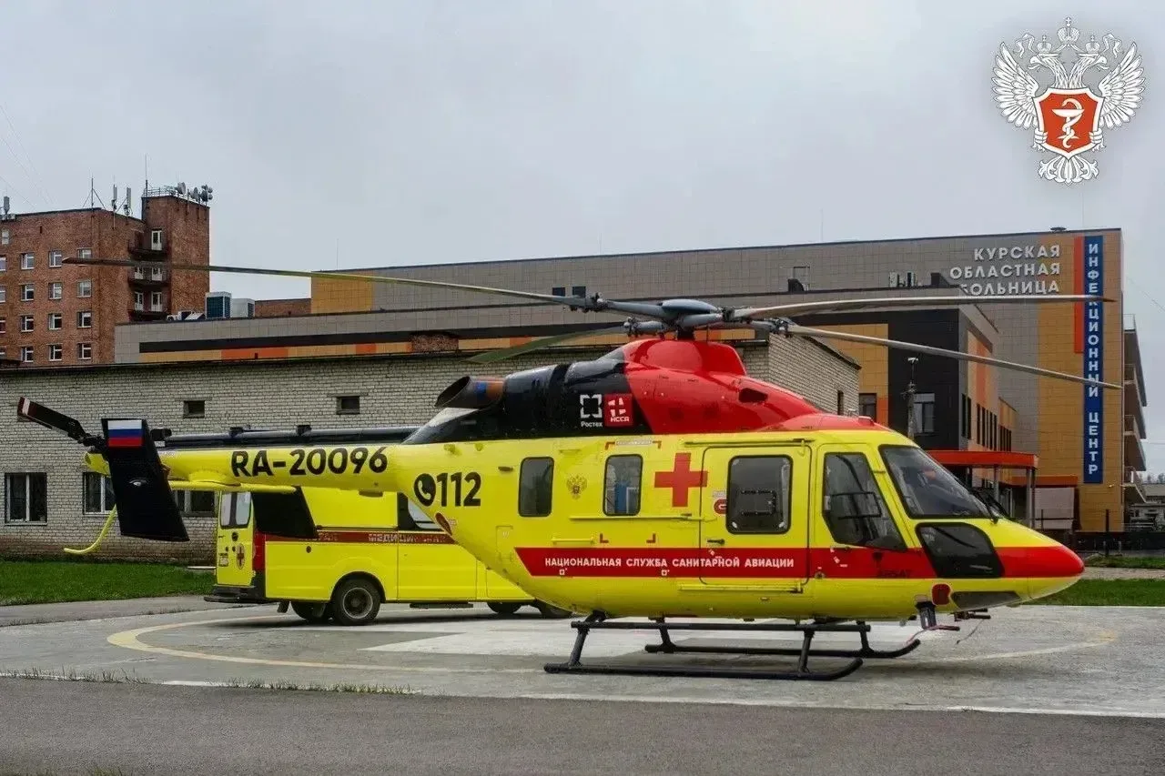 🚁 48 вылетов совершила служба санавиации Курской области с начала года  Вертолет санавиации на базе 