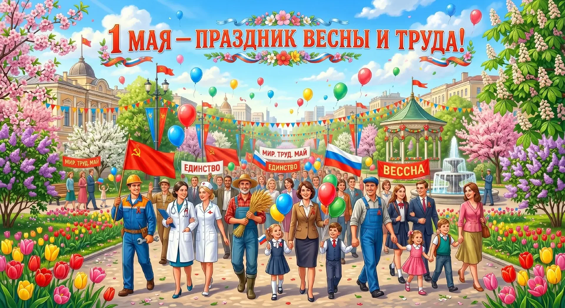 🌸🎉 С Днем Весны и Труда! 1 мая — это день, когда природа пробуждается, а мы отмечаем достижения труд