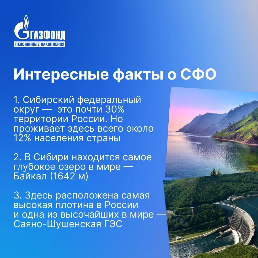 География доверия НПФ ГАЗФОНД ПН: Сибирский федеральный округ  Сибирь — это регион рациональных и оч