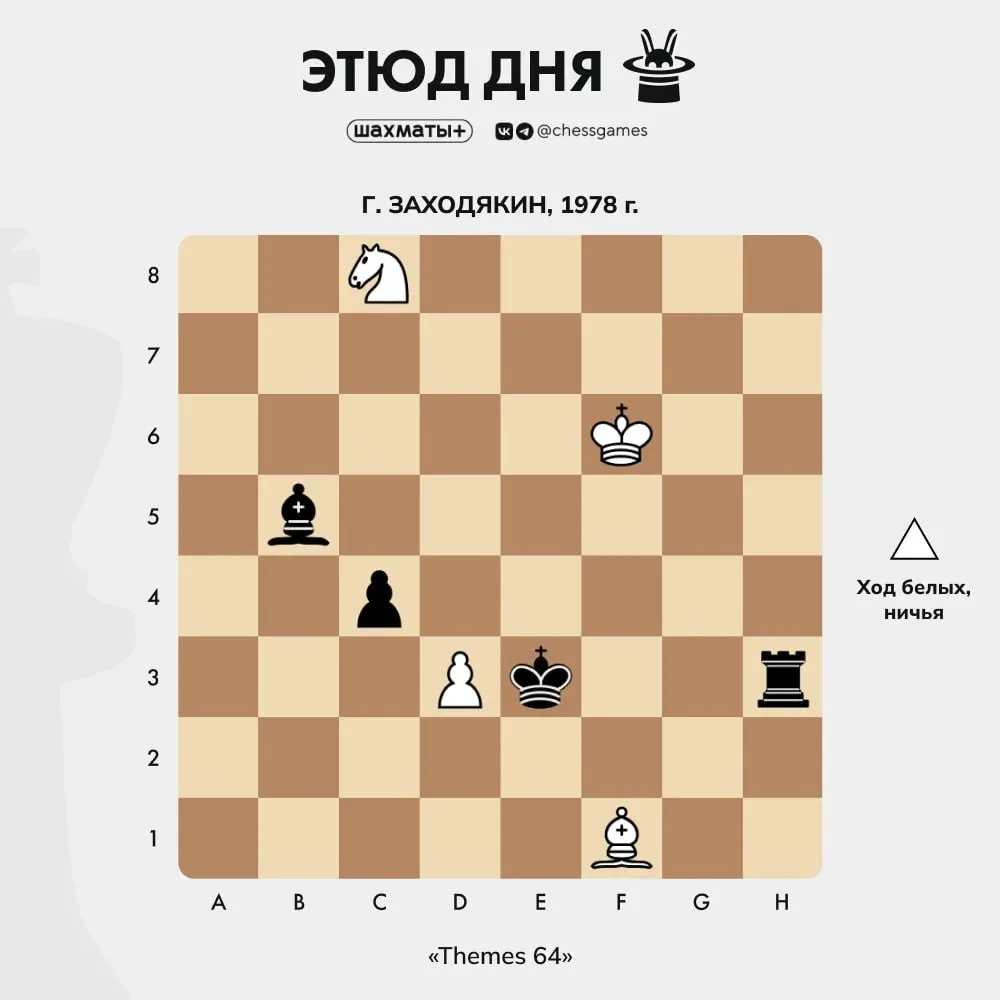 ♟  Этюд дня 🥇 Уровень сложности: продвинутый 📈 Примерный рейтинг: 2000–2400 Lichess  Глеб Николаевич