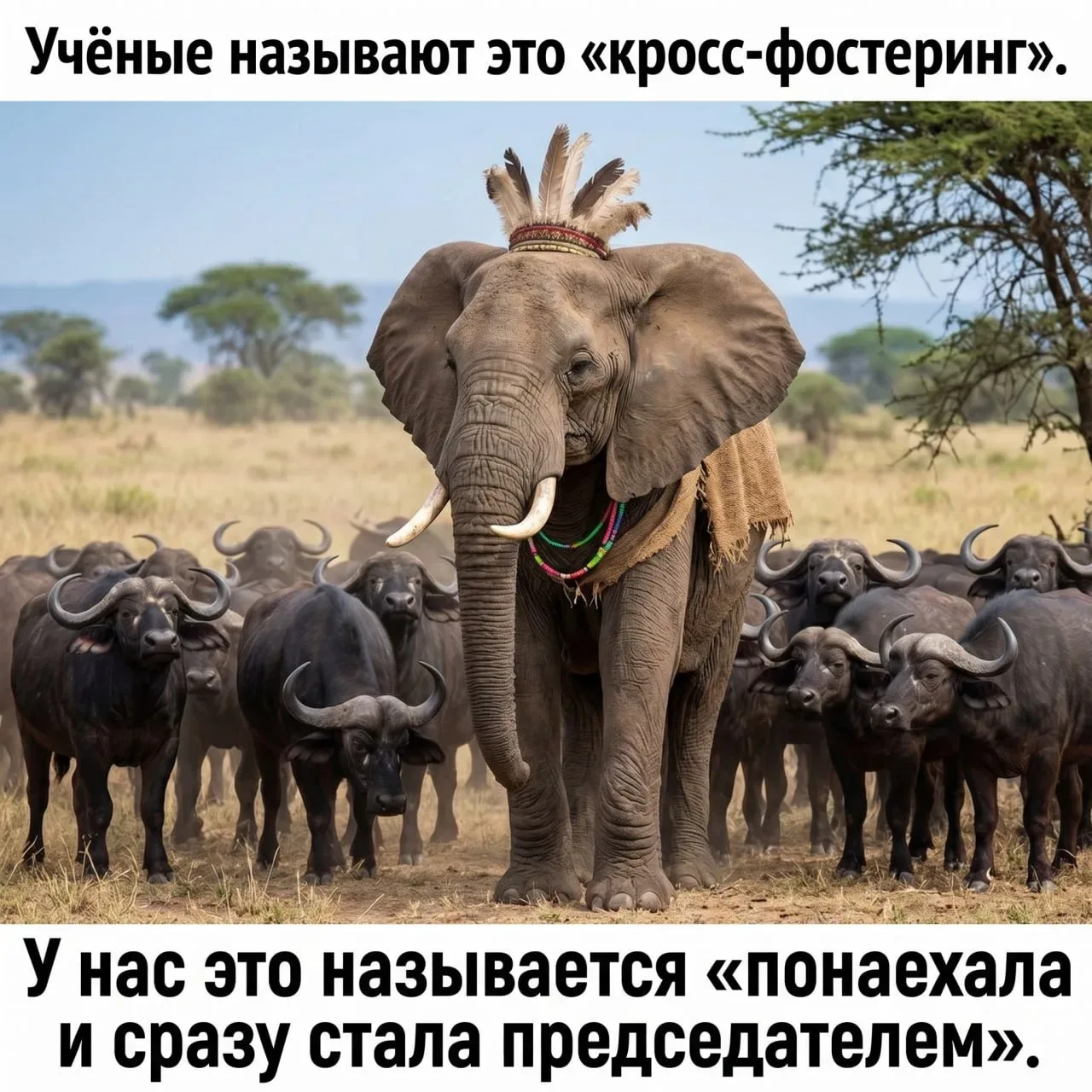 Слониха, которая решила стать буйволом  В Зимбабве живёт слониха Нзоу — и она уже несколько десятиле