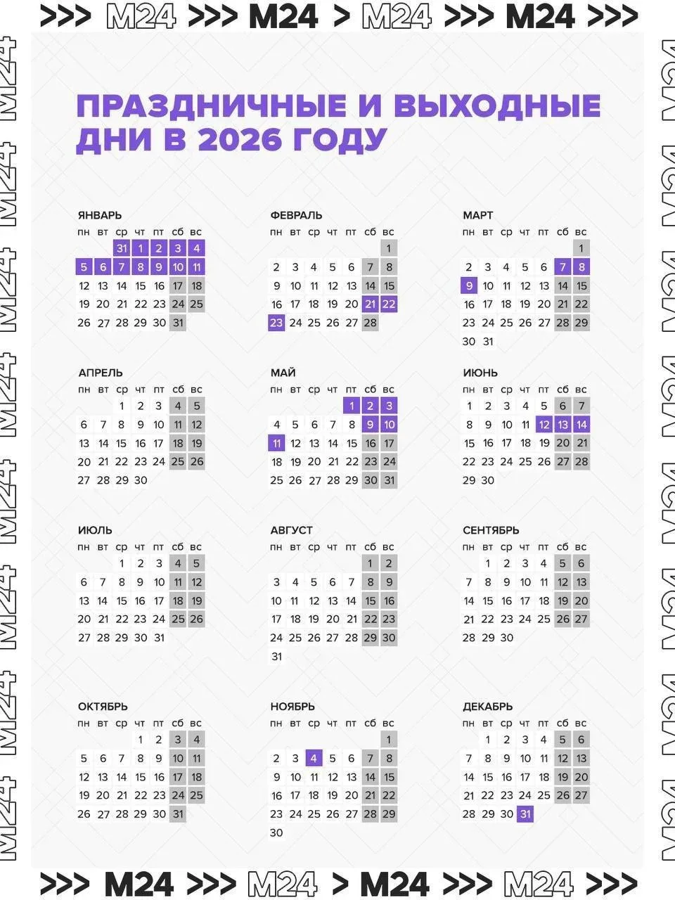 📆 Следующие три дня подряд отдыхаем в июне.  День России в этом году выпадает на пятницу, нерабочими