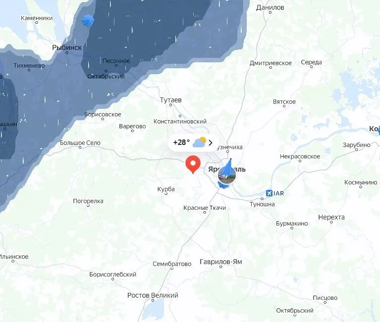 Внимание!  Гроза, при грозе шквалистое усиление ветра порывами 15-17 м/с. ожидается по городу Яросла