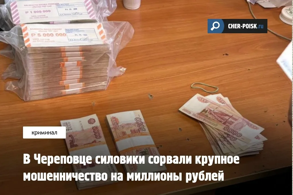 Многомиллионное мошенничество удалось предотвратить в Череповце благодаря совместной операции силови